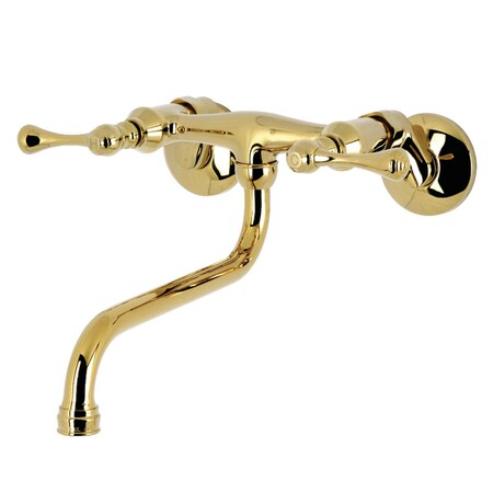 Kingston Brass Double-Handle Wall Mount Bathroom Faucet, Polished Brass KS315PB
