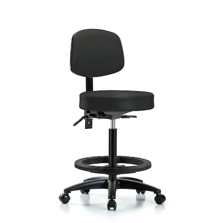 Blue Ridge Ergonomics Bench Stool, Hi, Vinyl, Bk, Tilt, BF, Cast, BLK BR-VHBST-RG-T1-BF-RC-8540