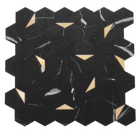 Apollo Tile Black Gold 11.6 in x 11.5 in PVC Honed Peel & Stick Tile 8.3 sqft/case, 10PK PS99HX02