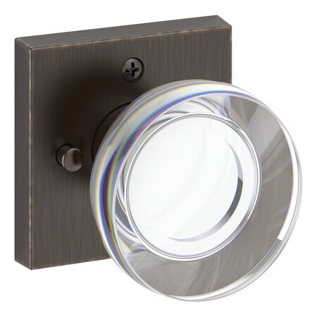 Baldwin Privacy Contemporary Crystal Knob and Contemporary Square Rose with 6AL Latch and Dual Strike PVCCYCSR112
