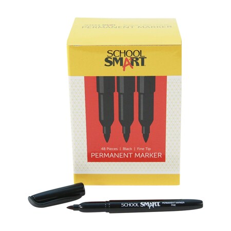 School Smart MARKER FINE LINE BLACK PACK OF 48 PK PY1002-48BLACK