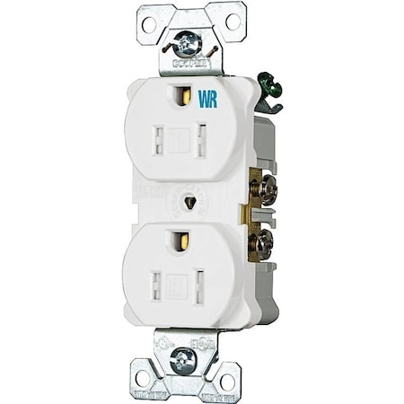 Eaton Wiring Devices Straight Blade Receptacle, 5-15R, 15 A, 125V AC, 2 Pole, 3 Wire, Flush Mount, Grounded TWRBR15WBXSP