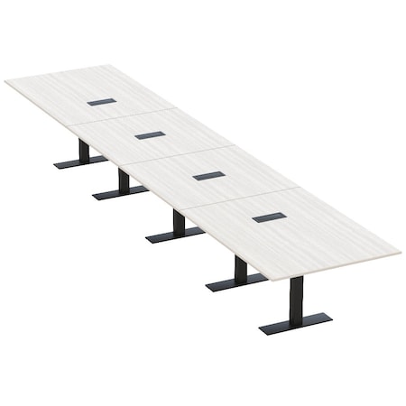 Skutchi Designs 20ft Rectangular Conference Table With Power | Harmony Series | 20 Person Meeting Room Table HAR-REC-48x240-T.BK-WA7976-EBLK