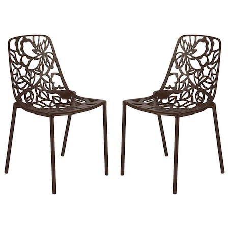 Leisuremod Modern Devon Aluminum Chair, Brown, 2PK DC23BR2