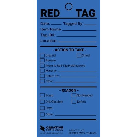 Creative Safety Supply Industrial 5S Tags Blue, 25PK CSSITAG07