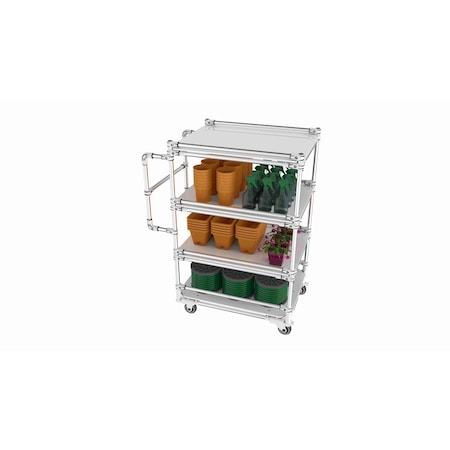 Trilogiq 4-Level Factory Cart 2 Flanges Per Level With Vertical Handlebars. 49C-3