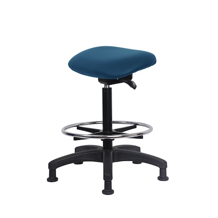 Blue Ridge Ergonomics Vinyl Sit-Stand-Standing Height with Chrome Foot Ring Stat Glides in Marine Blue Supernova Vinyl VSTSS-RG-CF-RG-8801