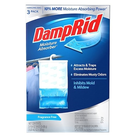 Damprid Hanging Moisture Absorber, 15.4 oz, Bag, Solid, Fragrance Free FG83FFESB