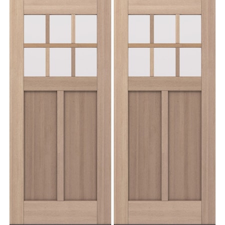 Doornmore CRF-P2G6, 74.5" x 82" ( 2x36" Door) Left Hand, Mahogany SDL 6 Lite Exterior Door CRF-P2G6-SW-3680_2_LI