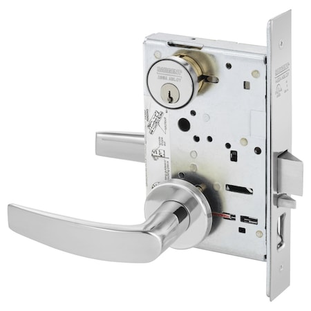 Sargent Grade 1 Office or Entry Mortise Lock, B - Lever, LN - Rose, Bright Chrome 8255 LNB 26