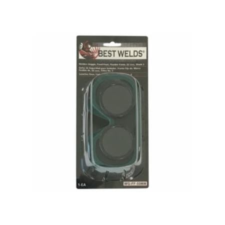 Best Welds Vinyl Goggles, Fixed Front Flex, Green, Shade 5 901-WG-FF-50MM