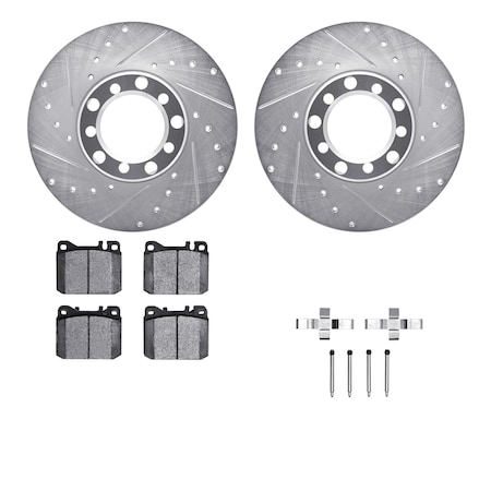 Dynamic Friction Co DFC Rotors-Drilled & Slotted-Silver w/ EURO 5000 Ceramic Brake Pads Incl Hdw 7612-63017