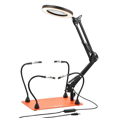 Vevor Magnetic Helping Hands Soldering Station 3X LED Magnifying Lamp 4 Arms LFS0203