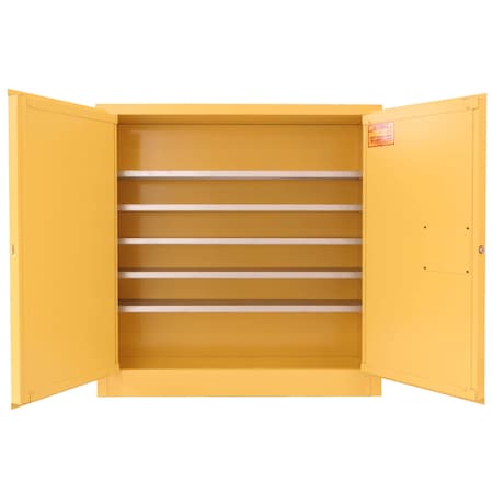 Securall Flammable Storage Cabinet, 24 Gallon, 5 Shelves, 43 in W x 44 in H x 12 in D, Yellow WMA124
