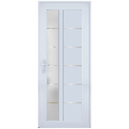 Vdomdoors Front Exterior Prehung FiberGlass Door Frosted Glass / Manux 8088 White Silk / Office Commercial an MANUX8088EXD-WS-W36 x H80-RH