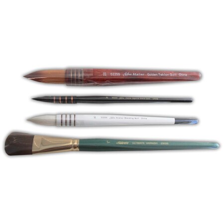 Silver Brush Atelier Quills/Varnish Brushes, 4-Piece Set QL-5357