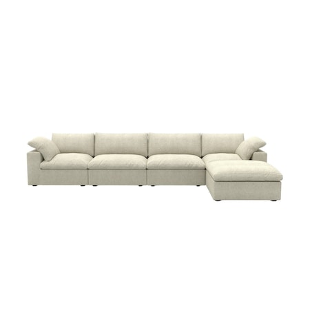 Homeroots Khaki Linen Blend Modular L Shaped Five Piece Corner Sectional 714573