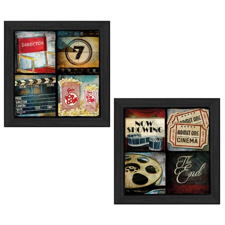 Homeroots Set Of Two At The Movies 2 Black Framed Print Wall Art, 2PK 406650