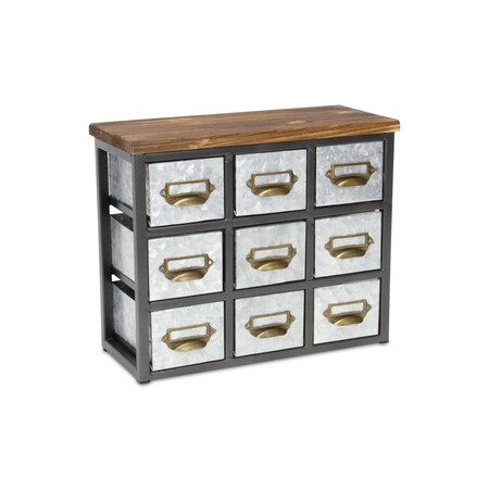 Homeroots 14" Brown And Gray Solid Wood And Metal Desk Organizer 487920
