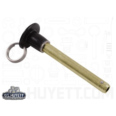 Huyett Button Head QR Pin, Cad Plt 4130 AS, .375 Dia x 2.5 Usable L x 2.865 Shk L PLB-0375-2500