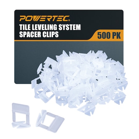 Powertec Tile Spacers 1/16 Leveling Clips 500 PK, Tile Leveling System Clips Tile Leveler Spacer Clips, 500PK 71898-P5N