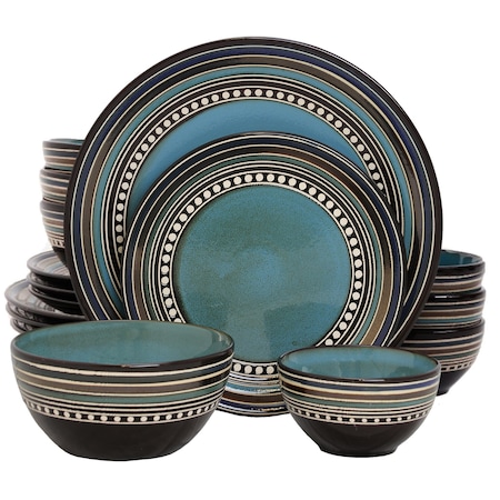Gibson Elite Cafe Versailles 16 Piece Double Bowl Dinnerware Set in Blue 89751.16R