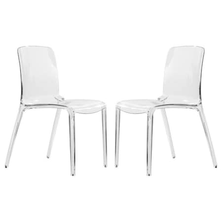 Leisuremod Murray Modern Dining Chair, Clear, 2PK MC20CL2