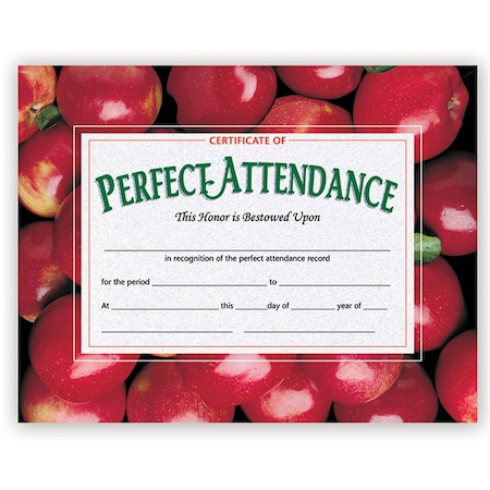 Flipside Hayes Certificates Perfect Attendance with Apples, 8.5 x 11 in., 90PK FL102891