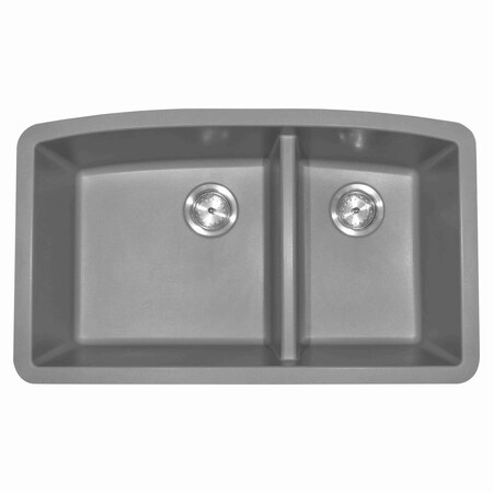 Msi Grrey Quartz 32in x 19in Undermount 60/40 Double Bowl Kitchen Sink ZOR-QTZ-DBSNK-0105