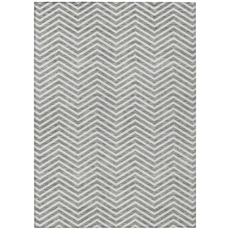 Homeroots 10' X 14' Gray And Ivory Chevron Washable Indoor Outdoor Area Rug 596272