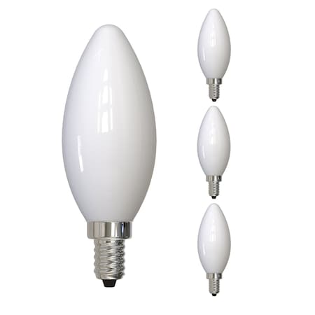 Bulbrite LED Filament, 5 Watt Dimmable B11 Light Bulb, Milky Glass Finish, E12 Base, 4000K, 500 Lumens, 4PK 862310