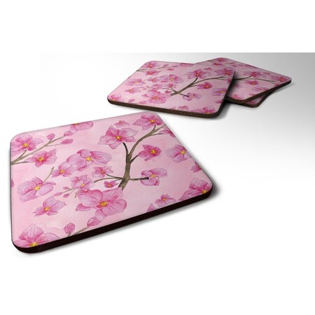 Carolines Treasures Watercolor Pink Flowers Foam Coaster, Set of 4 BB7505FC