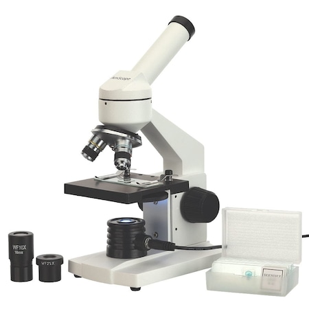 Amscope M102 Monocular LED Metal Frame Compound Microscope 40X-1000X Magnification with 10pc Slides M102C-PB10