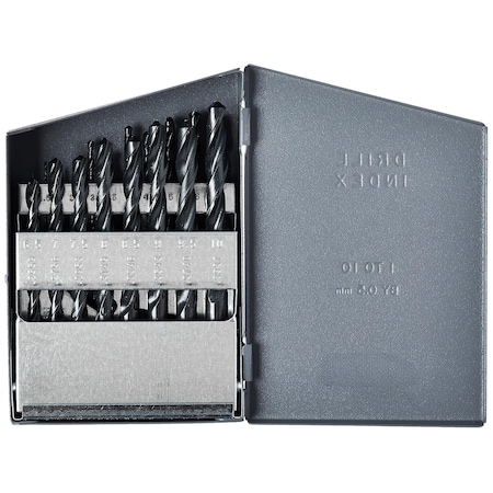 Drill America 19 Piece HSS Black Oxide Jobber Length Drill Bit Set, DWDN, No 1.00mm - 10.00mm DWD4019-SET