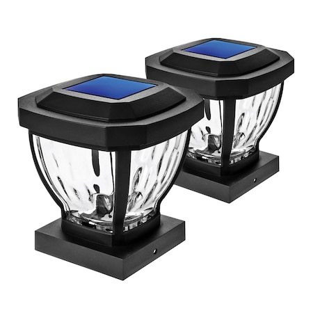 Home Zone Security 12-Lumen-Each 4 x 4 Solar LED Post Cap Lights, Black ELI0961V
