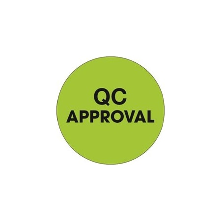 Bubblefast 1'' Circle - ''QC Approval'' Fluorescent Green Labels BFDL1254