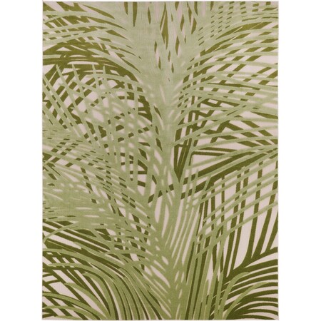 Homeroots 8' X 11' Ivory And Green Palm Leaf Indoor Outdoor Area Rug 548090