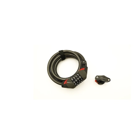 Doublelock BOBCAT, Coiled Combination Cable Lock, 6 ft x 12mm Braided Steel with Vinyl Coating 220-200A