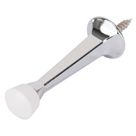 Prosource Heavy-Duty Rigid Door Stop, 1 in Dia Base, 3 in Projection, Die-Cast Zinc & Plastic, Chrome CL-208P-CH-PS