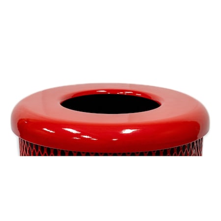 Mytcoat Flat Lid for 32 Gallon Trash Receptacle, Steel, Red, Textured Coating 804411
