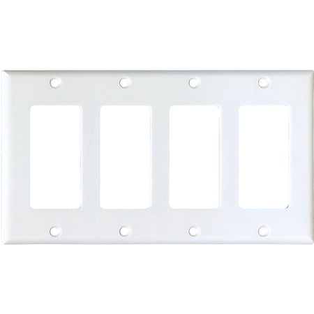 Eaton Wiring Devices Wallplate, 4-1/2 in L, 8.19 in W, 4 -Gang, Thermoset, White, High-Gloss 2164W-BOX