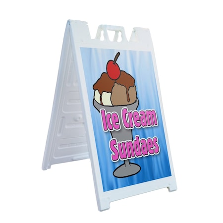 Signmission Ice Cream Sundaes, A-Frame & 2 Decals Installed, Heavy-Duty Plastic Frame SBHD-D-2436-Ice Cream Sundaes