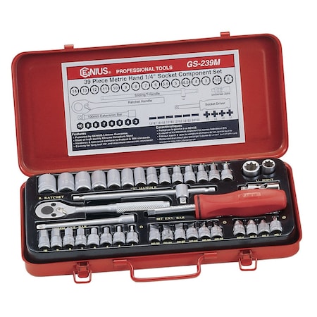 Genius Tools 39PC 1/4in Dr. Metric Hand Socket Set GS-239M