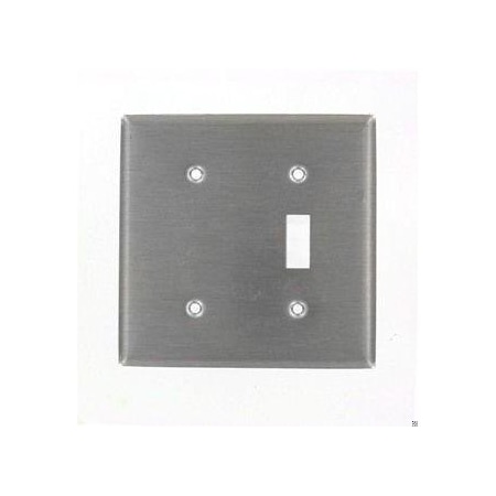 Leviton Combination Wall Plate, Number of Gangs: 2 Stainless Steel, Silver 84077-40