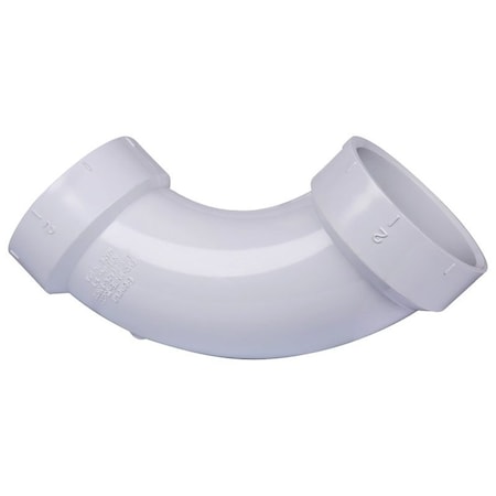 Genova CANPLAS 192277 Long Sweep Pipe Elbow, 2 in, Hub, 90 deg Angle, PVC, White 755101/73820