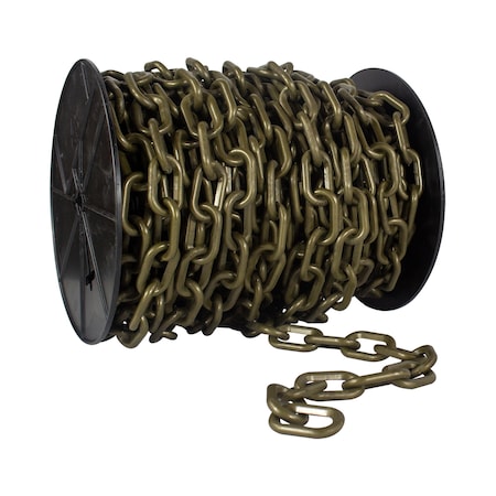 Mr. Chain 2" x 100' Khaki Gold Heavy Duty Plastic Safety Chain - Reel 51107