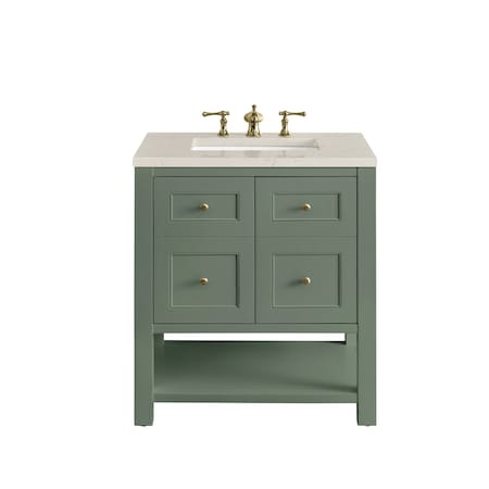 James Martin Vanities Breckenridge 30" Single Vanity, Smokey Celadon, w/ 3 CM Siberian Silestone Top 330-V30-SC-3SFR