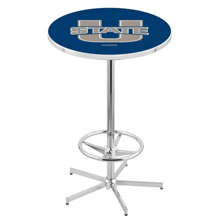 Holland Bar Stool Co 42" Chrome Utah State Pub Table, 36" dia. Top L216C4236UtahSt