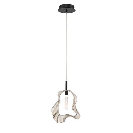 Euf Norah, Pendant, 13", Matte Black, Amber Glass 50788-033