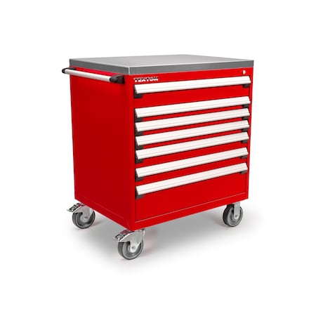 Tekton Rolling Tool Cabinet, 7 Drawer, Red, Steel, 36 in W x 27 in D x 41-1/2 in H OCL33200SST